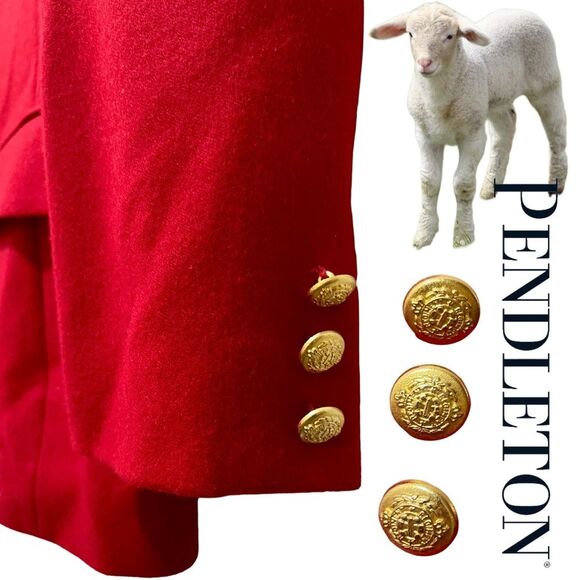 Pendleton Vintage 100% Virgin Wool Blazer Suit Jacket Made in USA Red Womens 8 - Picture 5 of 16